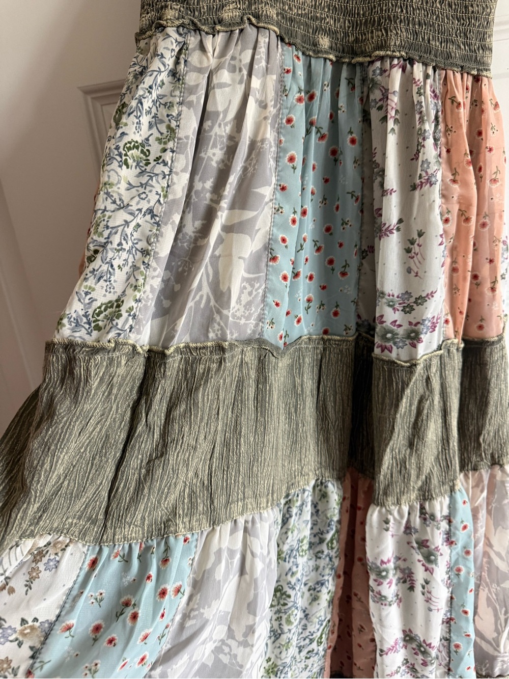 Young Threads NWT Boho Patchwork Tiered Maxi Dress - Picture 7 of 11